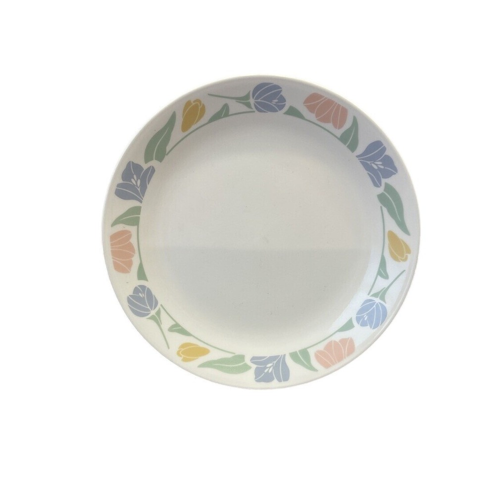 Corelle‎ Tulip Luncheon Plate Vintage Floral Pastel Dinnerware Collectible